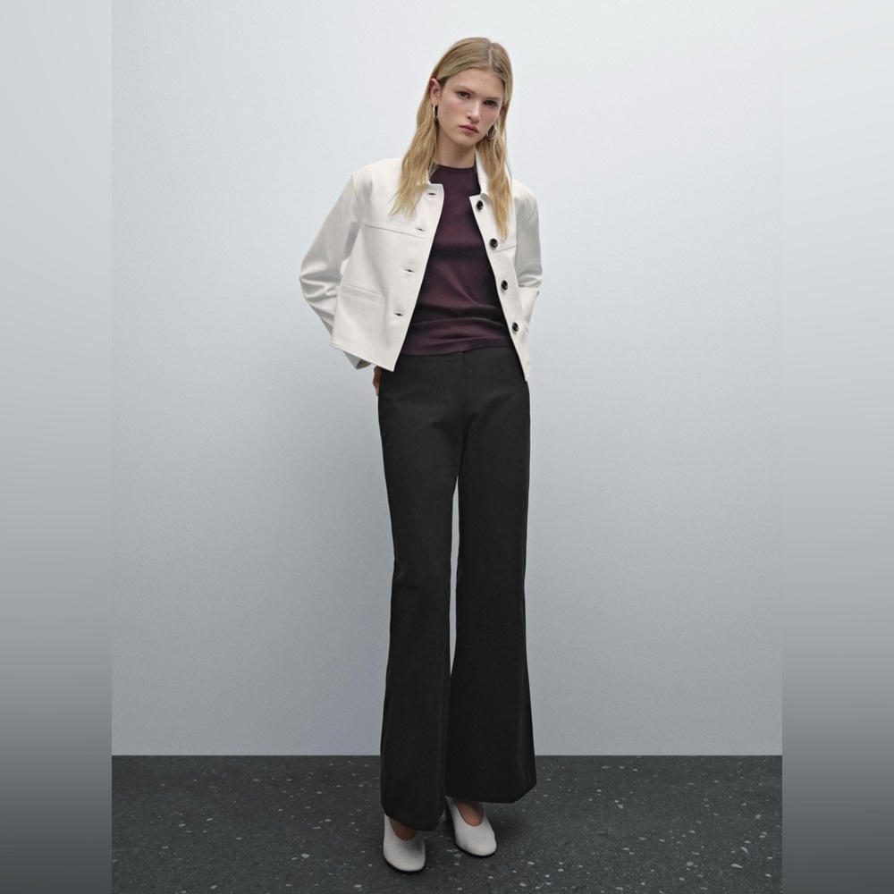 Massimo Dutti Wide-leg cotton trousers with striped
detail • Black • 8 • NWT